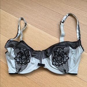 Pfiff Bra Light Blue Black Lace Size 32E